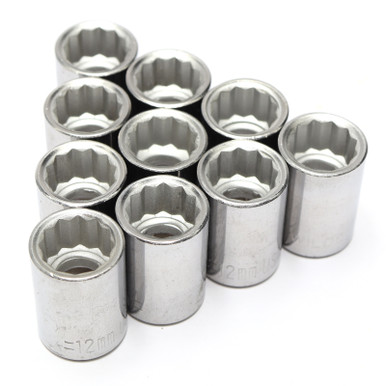 Wilde Tools 53312 12mm x 3/8" Drive 12-Point Socket, 10 Pack