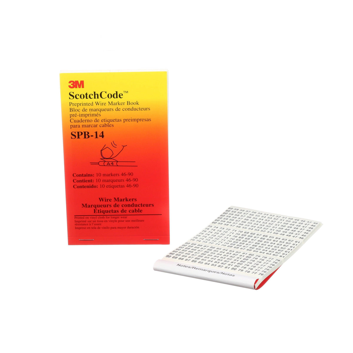 3M ScotchCode™ Pre-Printed Wire Marker Book, Numbers 46 - 90, Model SPB-14