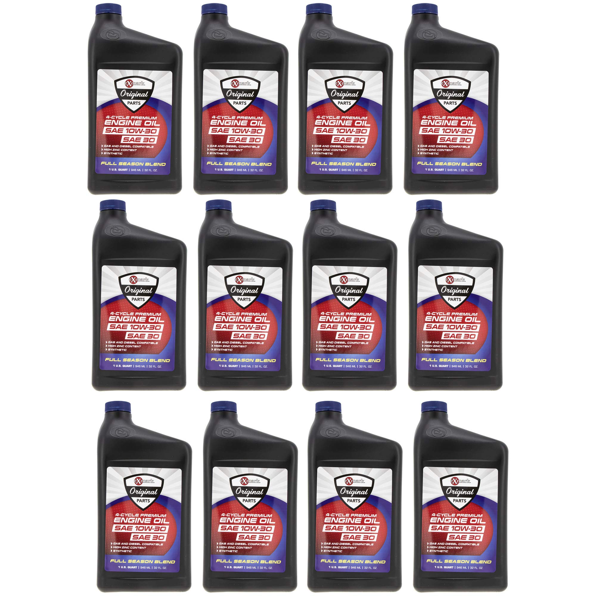 Genuine OEM Exmark Part # 135-2566 10W-30 Synthetic Oil Quart 12 Pack