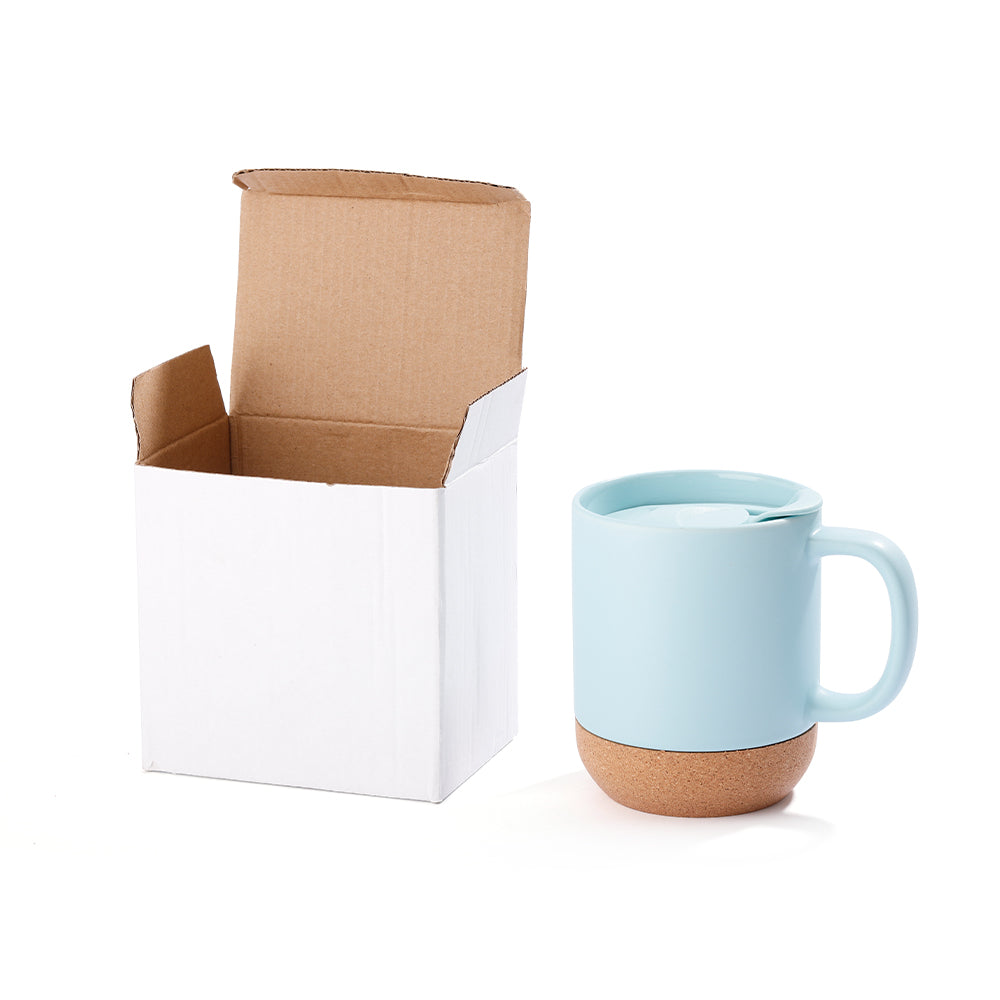13oz Sublimation Coffee Mug with Detachable Cork Base-Matte Blue