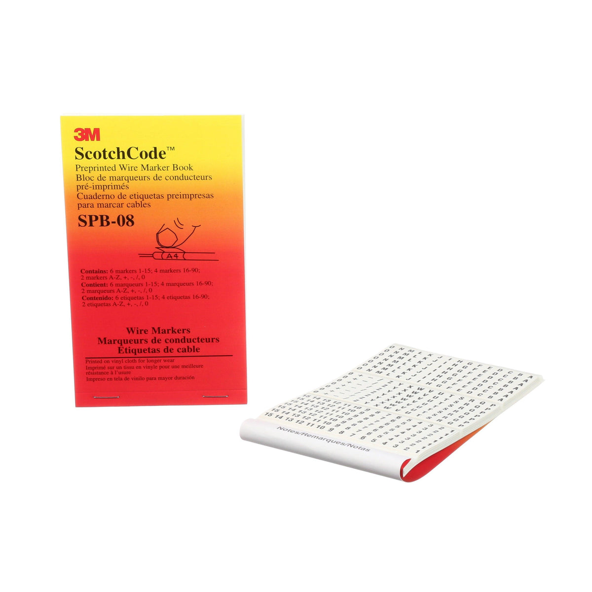 3M ScotchCode™ Pre-Printed Wire Marker Book, Numbers 1-90 Letters A-Z, Model SPB-08*