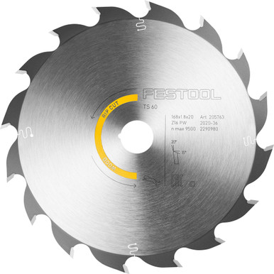 Festool Saw Blade Panther 16T 168x1.8x20mm - 205763