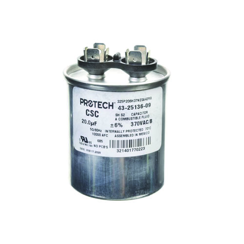 Rheem 43-25136-09 20 MFD 370V Round Run Capacitor – Reliable HVAC Motor Support