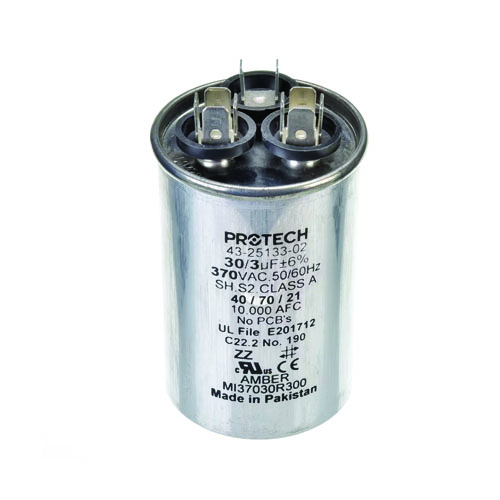 Rheem 43-25133-02 30/3 MFD 370V Round Dual Run Capacitor – Reliable HVAC Motor Support