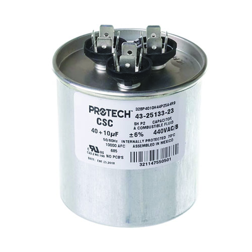 Rheem 43-25133-23 40/10 MFD 440V Round Dual Run Capacitor – Reliable HVAC Motor Support