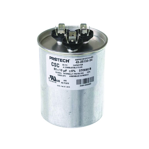 Rheem 43-25133-34 80/10 MFD 370V Dual Run Capacitor – Reliable Compressor & Fan Motor Support