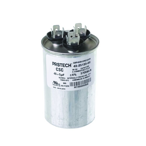 Rheem 43-25133-06 45/5 µF 370V Round Dual Run Capacitor – OEM HVAC Replacement