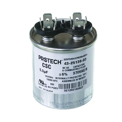 Rheem 43-25136-03 5 Microfarad 370V Round Run Capacitor for HVAC Systems
