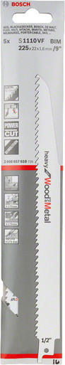 Bosch Reciprocating Saw Blade Set Heavy Wood/Metal 7" 5 Piece - 2608657610