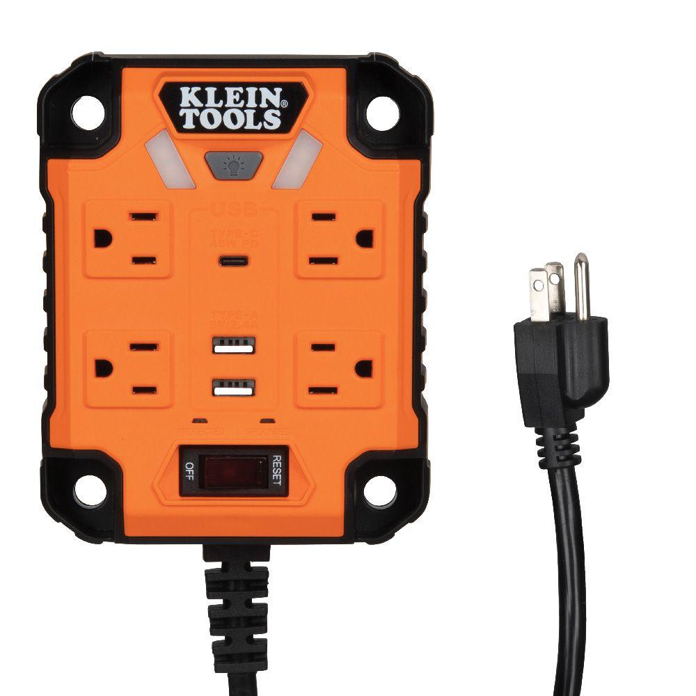 Klein Tools PowerBox 1, Magnetic Mounted Power Strip with Integrated LED Lights, Model 29601