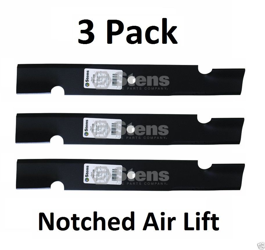 3 Stens 340-158 Notched Blades For John Deere AM104490 TCU29188 TCU37208 PT8721