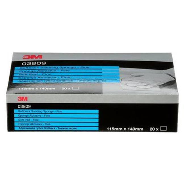 3M 7000043358 03809 Softback Sanding Sponge Fine (320/400 Grit) – 20/Box