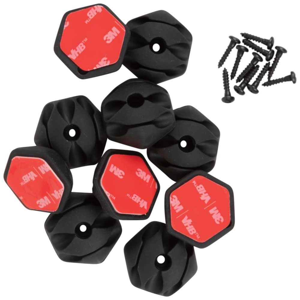 Klein Tools Self-Adhesive Cable Mounting Clips, 3 Slots (10-Pack), Model 450-410*