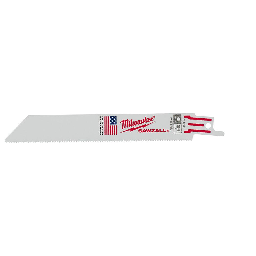 Milwaukee 6 in. 24 TPI Thin Kerf SAWZALL Blades (5 Pack), Model 48-00-5186