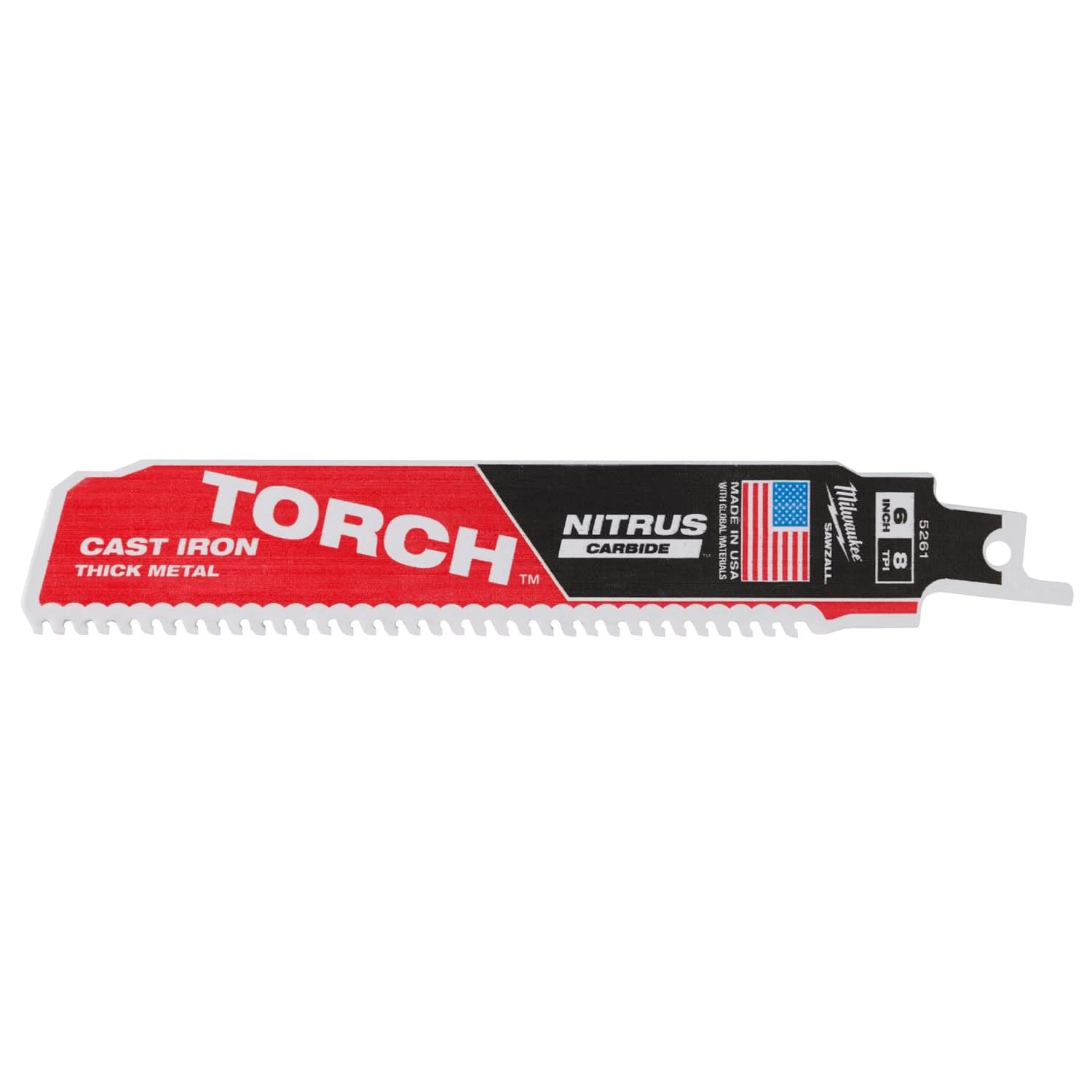 Milwaukee 48-00-5361 TORCH with NITRUS Carbide 6-Inch 7-TPI Recip Saw Blade, 3-Pack