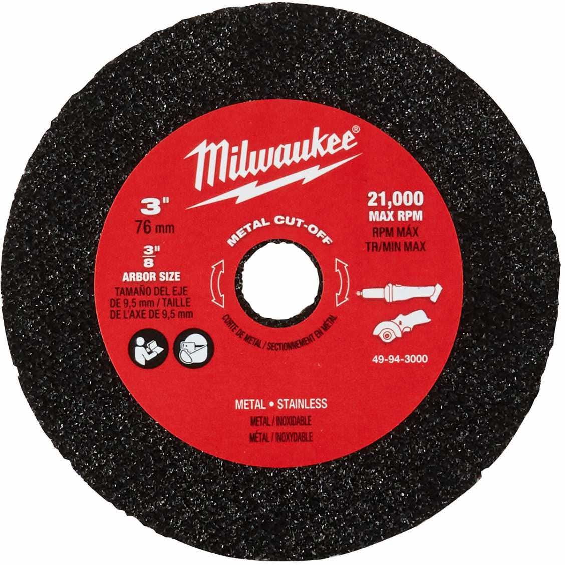 Milwaukee 49-94-3000 3" Metal Cut Off Wheel, 3-Pack