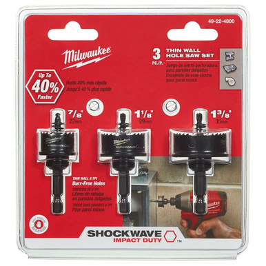 Shockwave 3 Piece Thin Wall Hole Saw Kit
