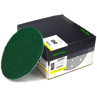 Festool 150mm 'VLIES' Fibrous Abrasive Disc - Green Medium Grit - Oil & Waxing - 10 Pack