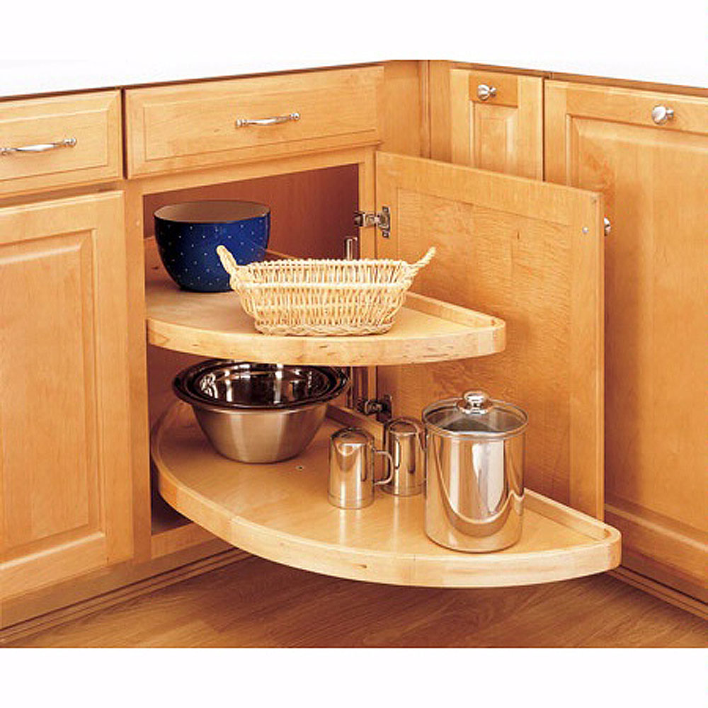 Blind Corner Half-Moon Wood 2 Shelf Lazy Susans, Rev-a-Shelf 4WLS Series