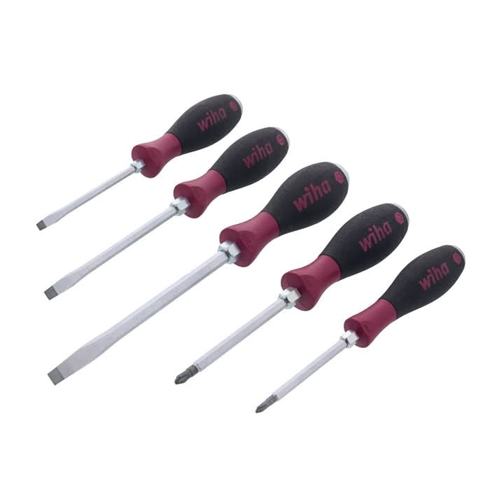 Wiha 53075 5-Piece SoftFinish X Heavy Duty Slotted and Phillips Screwdriver Set