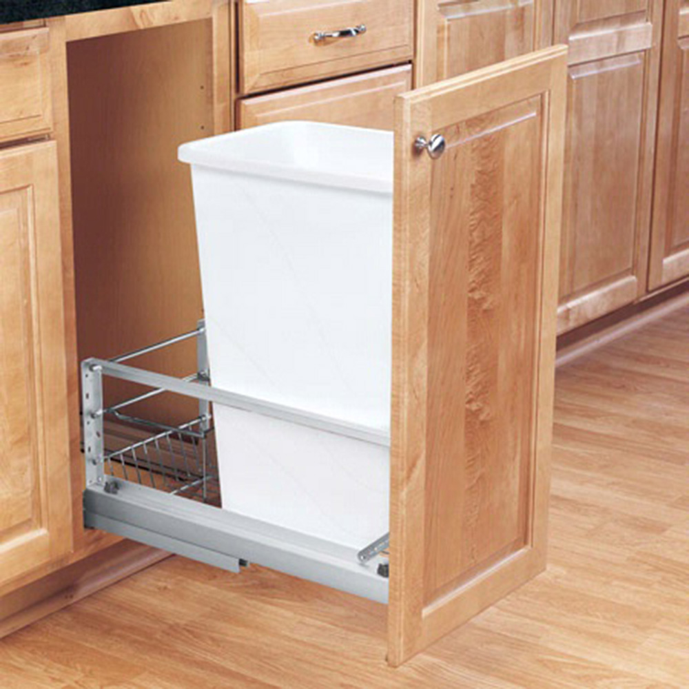 Single Aluminum Pullout Waste Containers, Rev-a-Shelf 5349 Series