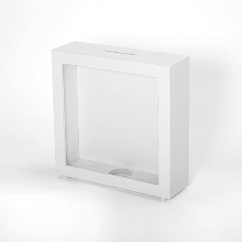 6.5 X 6.5 Inch Shadow Money Bank Box - White