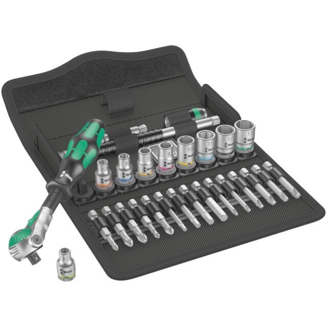 Wera 004016 Zyklop Metric Speed Ratchet and Socket Set 1/4″ Drive 28-Piece