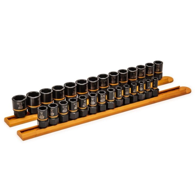GearWrench 84784 Bolt Biter 1/4″ and 3/8″ Drive Impact Extraction Socket Set 28-Piece