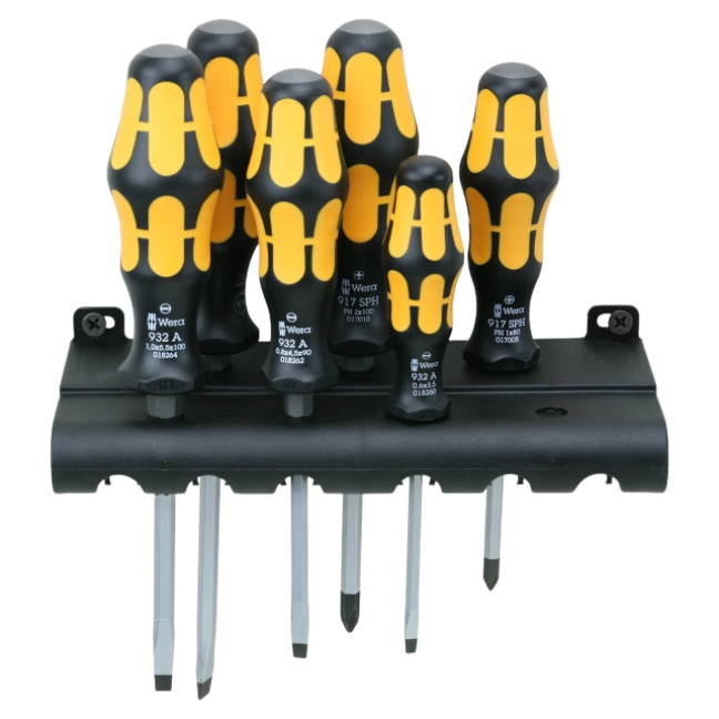 Wera 018282 932/6 Kraftform Plus PH/SL Chiseldriver/Screwdriver Set & Rack 6-Piece