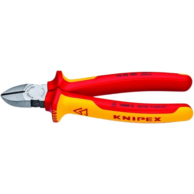 Knipex 7008180US 7-1/4″ (180mm) Diagonal Cutters – VDE 1000V Insulated