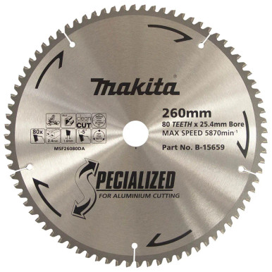 Makita TCT Aluminium Blade 260x25.4x80t - B-15659