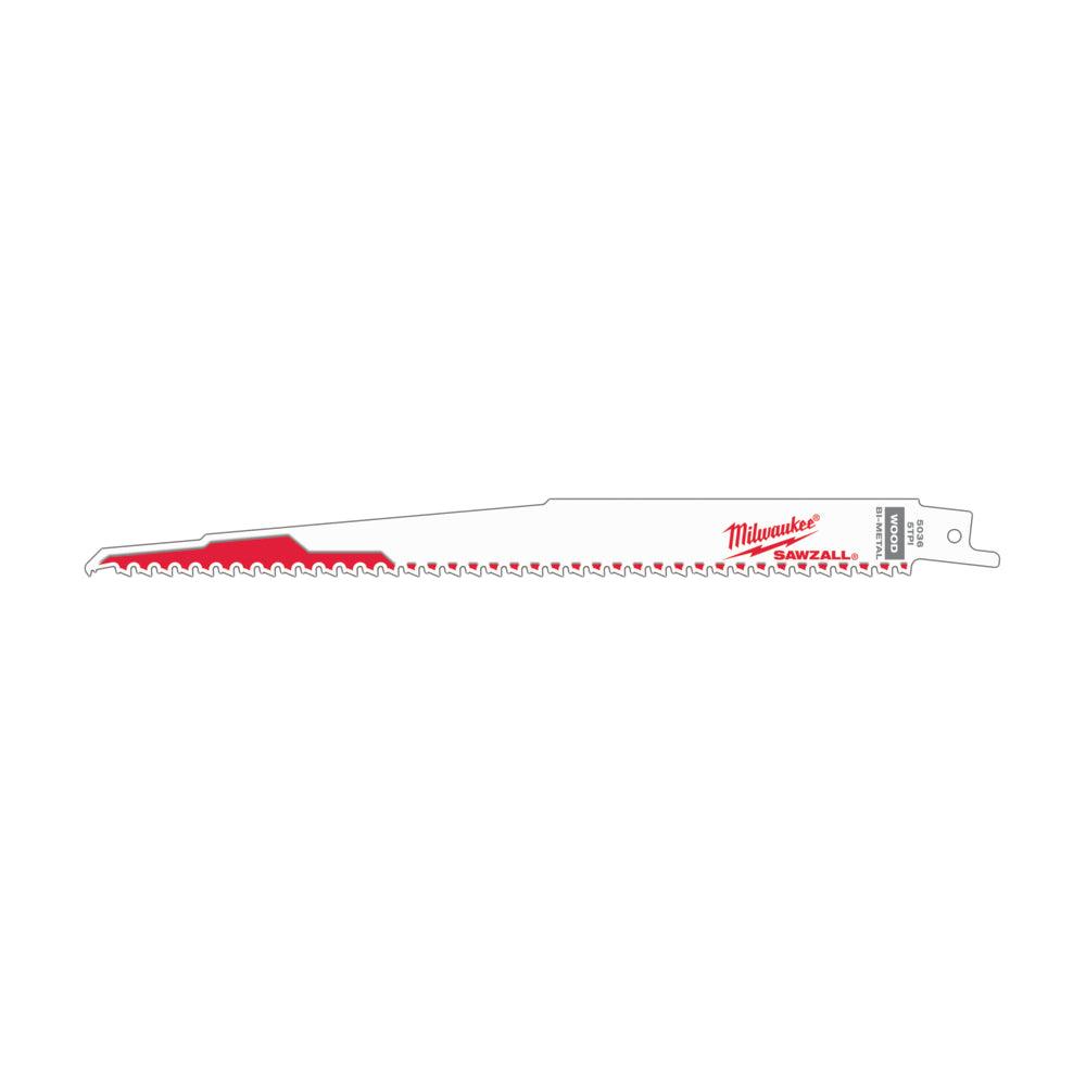 Milwaukee 9 in. 5 TPI SAWZALL Blades (5 Pack), Model 48-00-5036