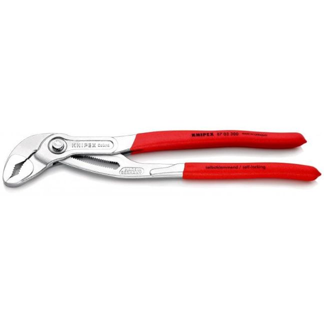 Knipex 8703300 12″ (300mm) COBRA Chrome-Plated Water Pump Pliers with Plastic Coated Handles