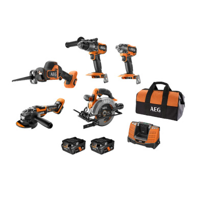 AEG 18V FUSION/BRUSHLESS 5-PIECE 4.0AH KIT - A18XB5B142B