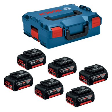 Bosch 6-Pack 18V 5.0Ah Li-ion Cordless Battery in L-BOXX – 0615990M5N