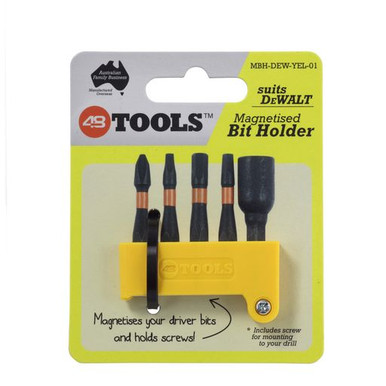 48 Tools Magnetic Bit Holder suits Dewalt Tools - MBH-DEW-YEL-01