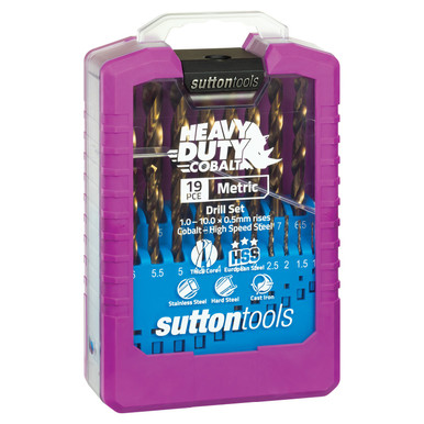 Sutton HD Cobalt Drill Bit Set HSS 1-10mm 19Pce - D109SM2