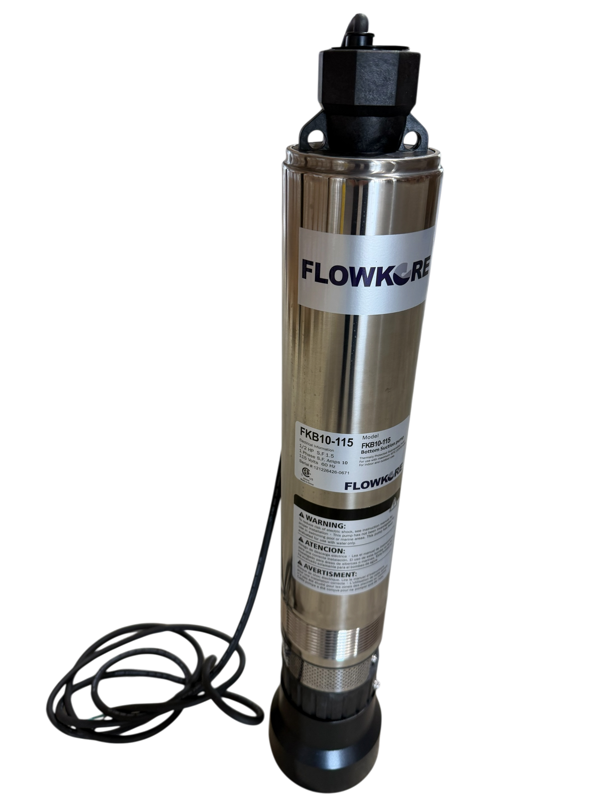 FlowKore Cistern Pump Bottom Suction, 115V, 10 GPM, 1/2 HP with base
