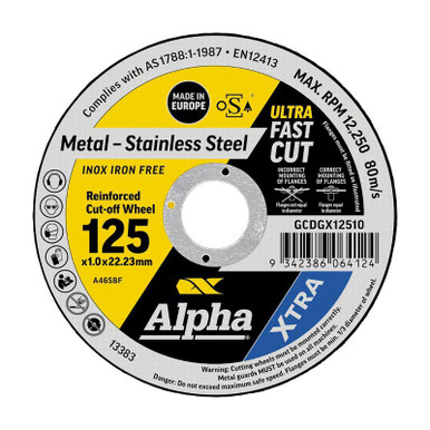 Alpha XTRA Cut Off Disc 125 x 1.0mm 100 Pack Tub Bonus Black Panther Snips - GCDGX12510-100BP