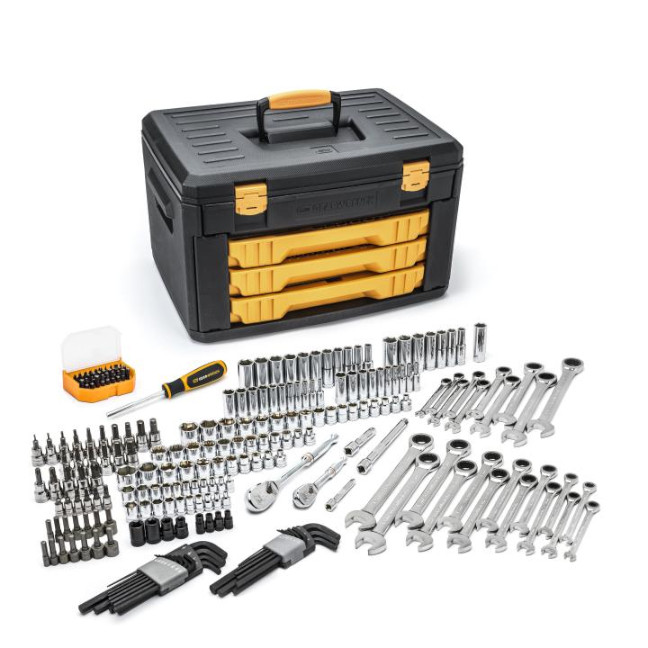 GearWrench 80944 Mechanic’s Tool Set in 3 Drawer Storage Box232-Piece