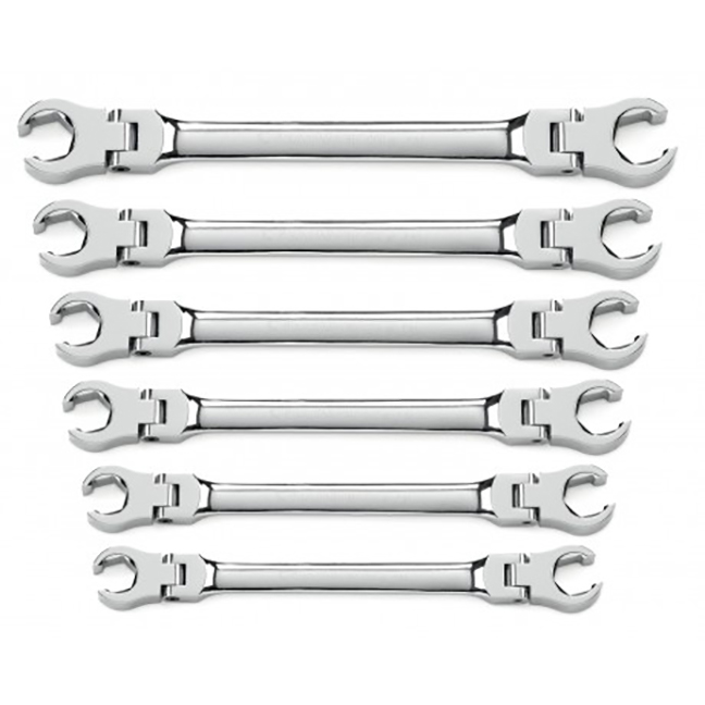 GearWrench 81911D 6-Piece Flex Head Flare Nut Metric Wrench Set