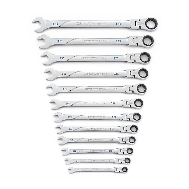 GearWrench 86229 120XP Universal Spline XL Flex Head Ratcheting Combination Metric Wrench Set 12-Piece