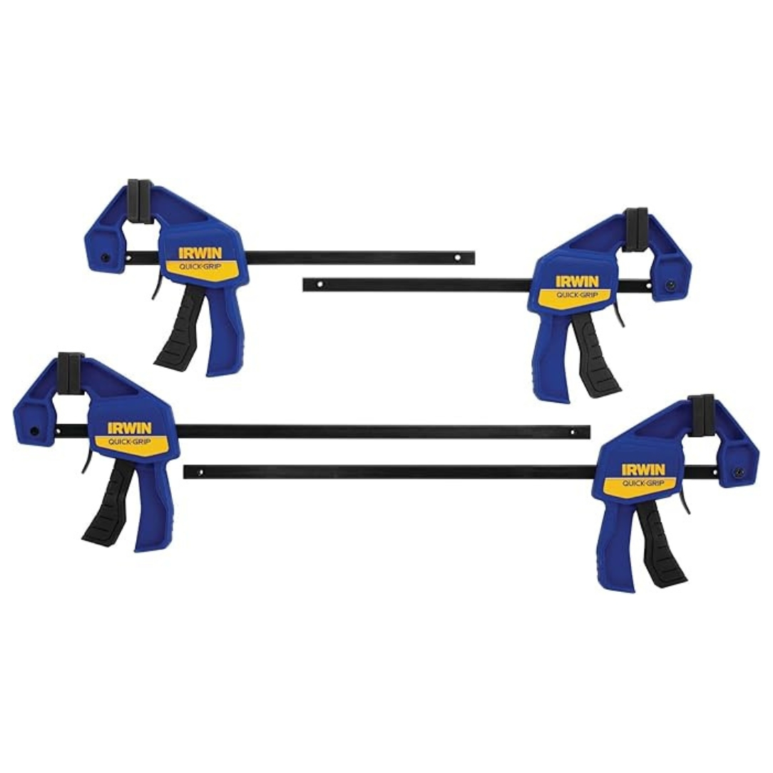 Irwin 1964748 QUICK-GRIP One-Handed Mini Bar Clamp 4-Pack (2 x 6″, 2 x 12″)