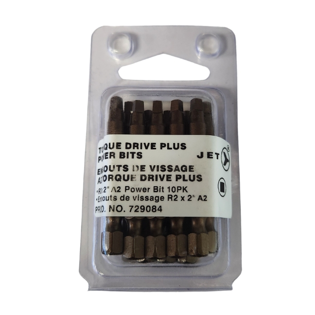 Jet 729084 SQ2 x 2″ A2 Square Drive Power Bit 10-Pack