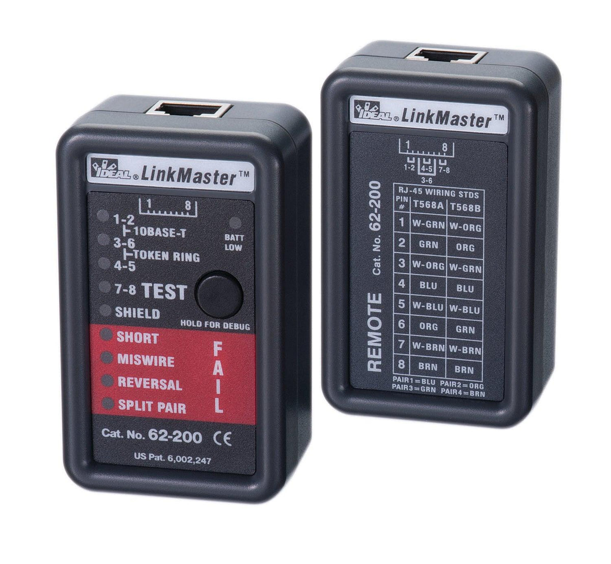 IDEAL LinkMaster™ RJ-45 CAT5e/6 Wiremapper, Model 62-200*