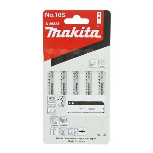 Makita A-85824 #10S Makita Shank 3-7/32″ x 13-TPI HCS Jigsaw Blades for Wood Finish Cutting 5-Pack