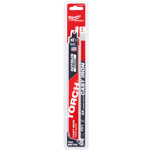 Milwaukee 48-00-5262 TORCH 9″ 7TPI NITRUS CARBIDE Tipped SAWZALL Blade for Thick Metal