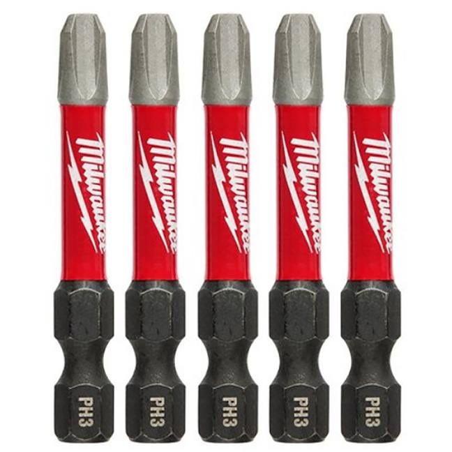 Milwaukee 48-32-4639 SHOCKWAVE Impact PH3 x 2″ Phillips Bit 5-Pack