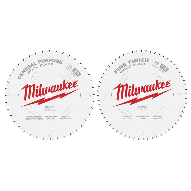 Milwaukee 48-40-1036 10″ 40T + 60T Circular Saw Blade 2-Pack