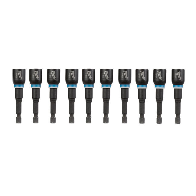 Milwaukee 49-66-4610 SHOCKWAVE Impact 10mm x 2-9/16″ Magnetic Nut Driver 10-Pack